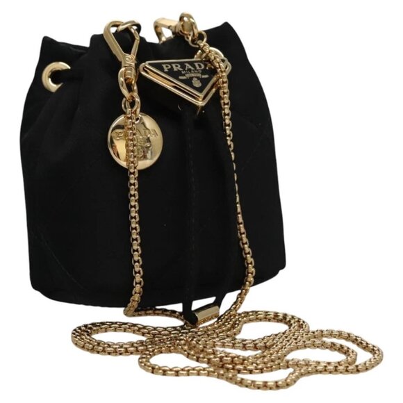 PRADA Chain Shoulder Pouch Nylon Black Auth 101563AV - Picture 1 of 15